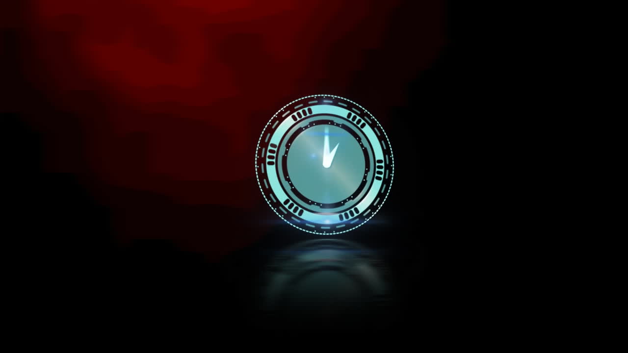 animación de un reloj moviéndose rápido de fondo negro a rojo