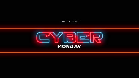 Cyber-Monday-Und-Großer-Verkauf-Mit-Neontext-Auf-Schwarzem-Farbverlauf