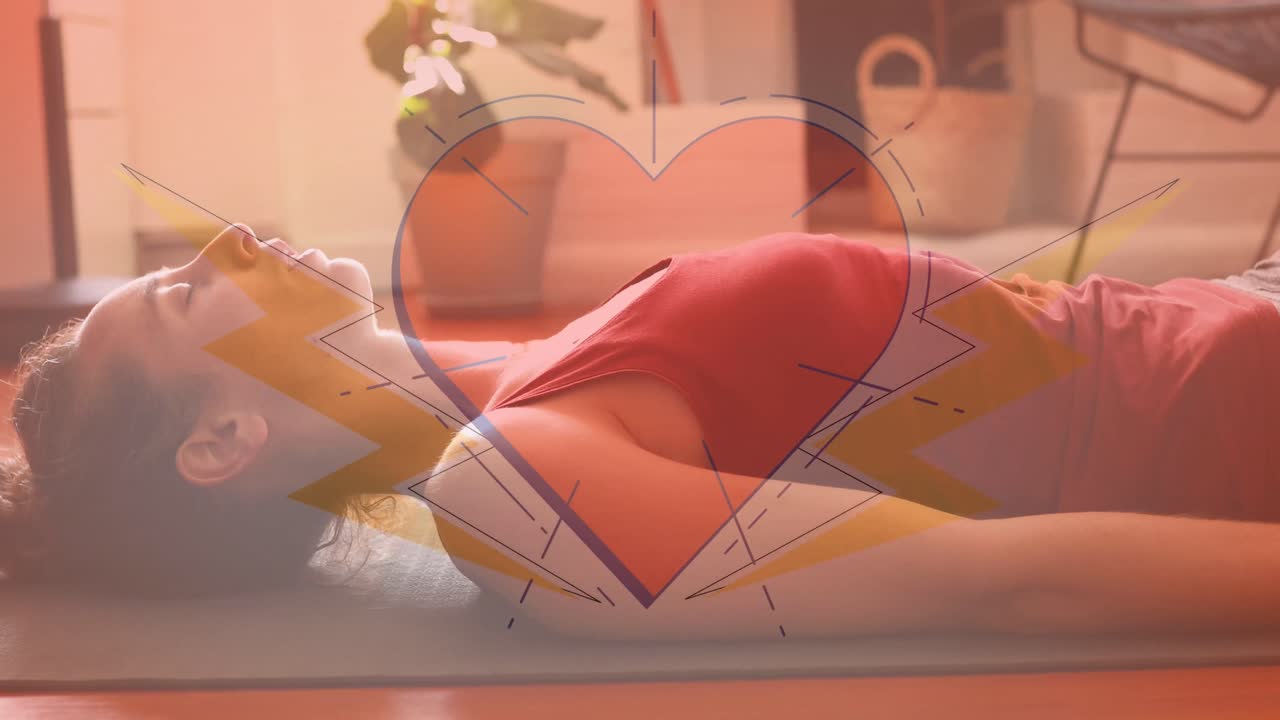 animación de iconos de los medios sobre mujeres caucásicas haciendo ejercicio