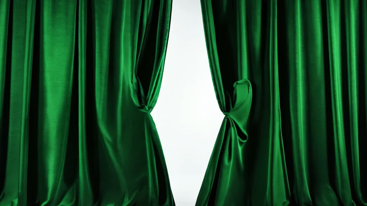 Green Curtains on a White Background