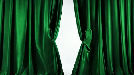 green curtains on a white background