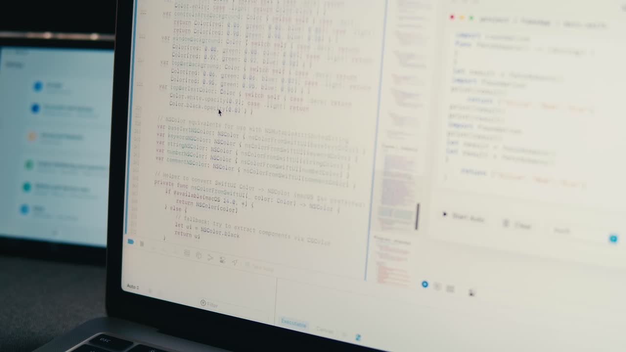 Programming Code Scrolling on a Laptop Display