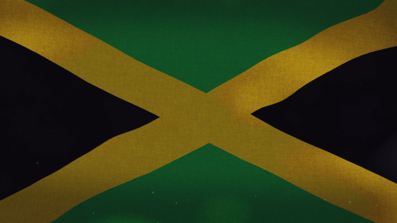 la bandera nacional de jamaica ondeando