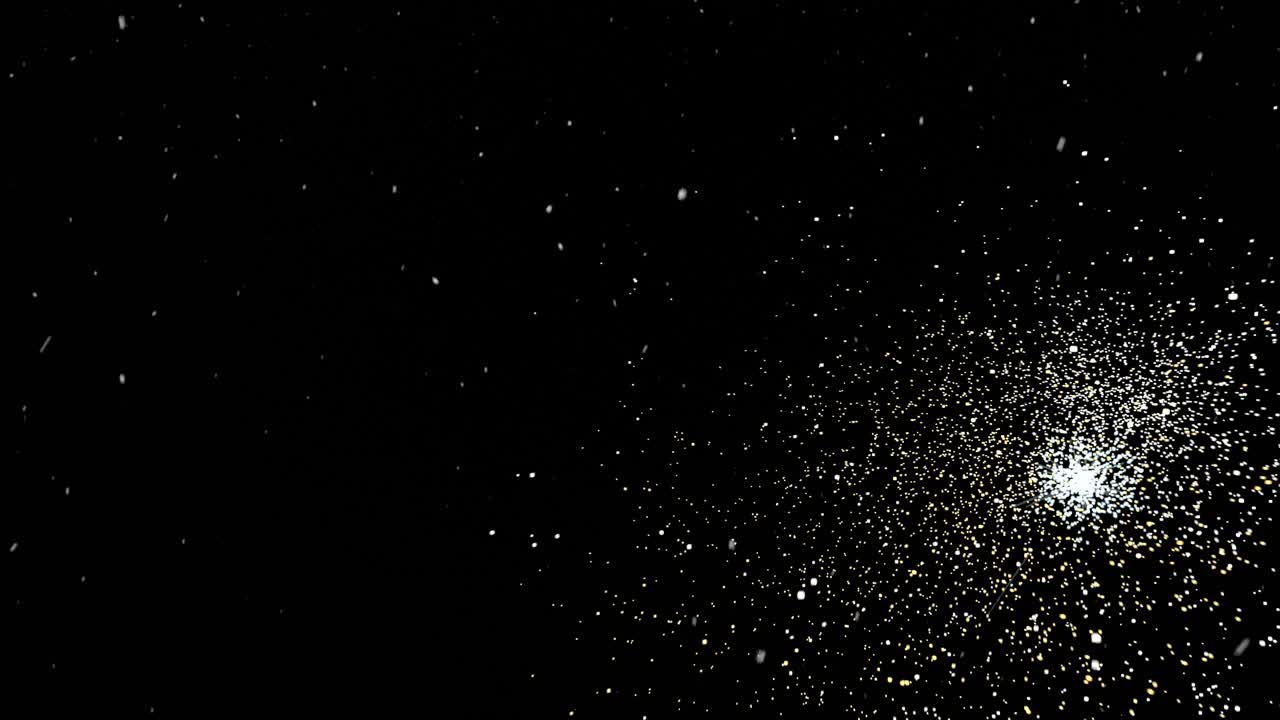 Snow With Particles Fireworks On Black Background