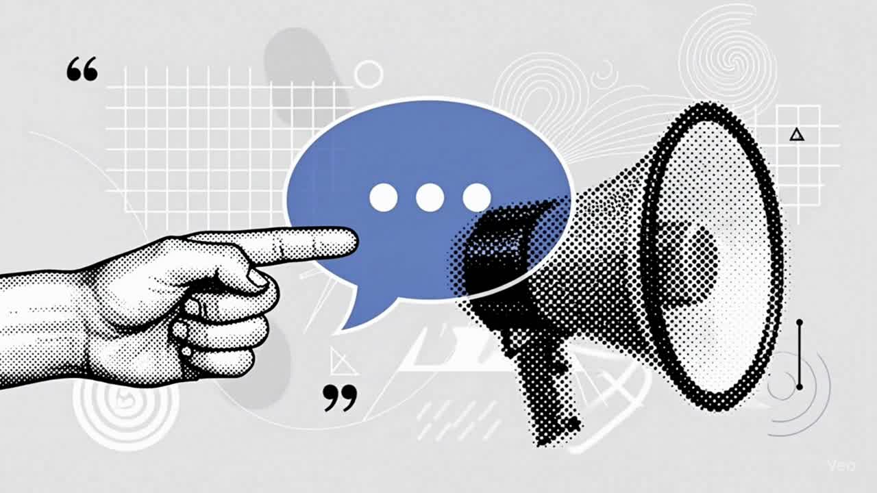 Communication Concept with Hand Pointing at a Megaphone Illustration