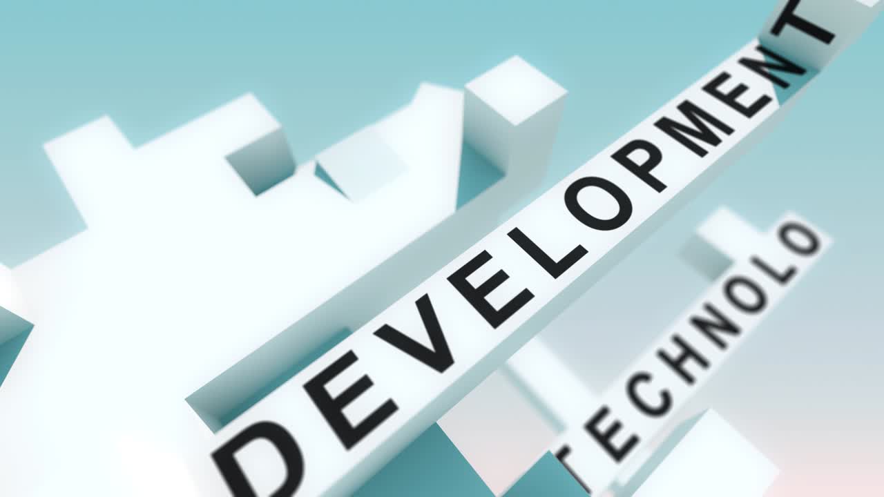 나노 테크놀로지 단어들이 큐브로 애니메이션화되어 있습니다.