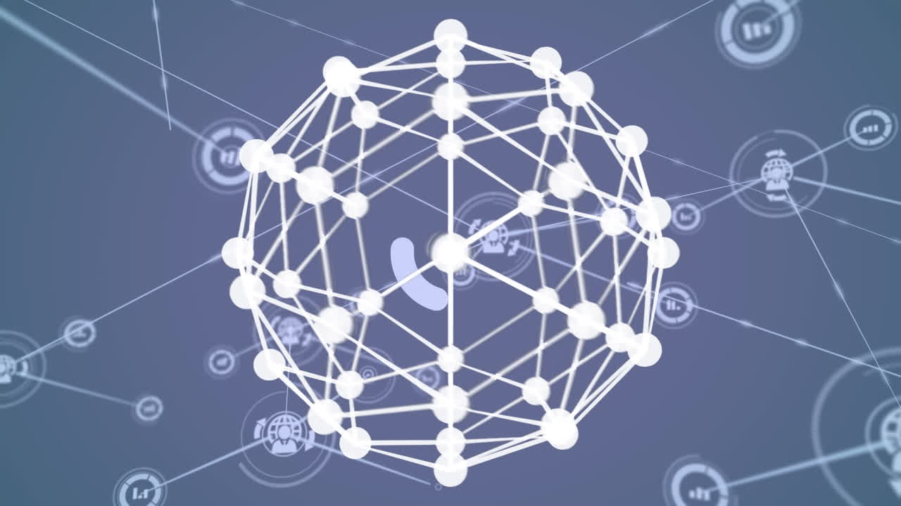 Animation of network of connections and icons network of connections