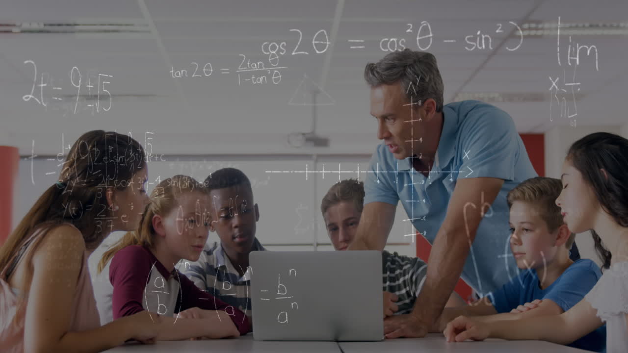 Animation of mathematical equations over schoolchildren using laptop