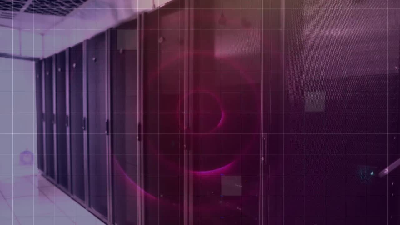 Animazione di luci circolari e quadrate in movimento su server.