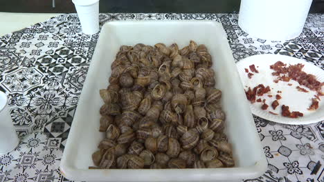 prepared snails on a table