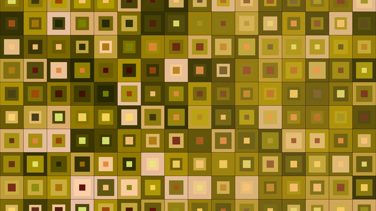 low-fidelity mid-century modern inspired geometric pattern squares in a palette of borwn and olive tones, loopable background animation