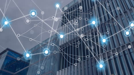 animation of data processing over modern building