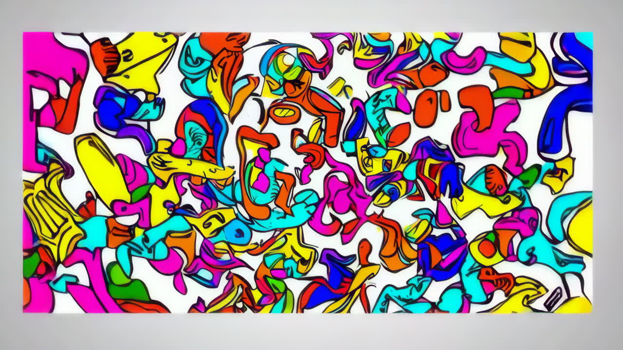Vibrant Abstract Organic Doodle Art