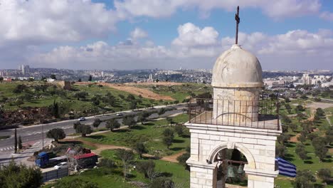 mar elias monastery and jerusalem in background, aerial view