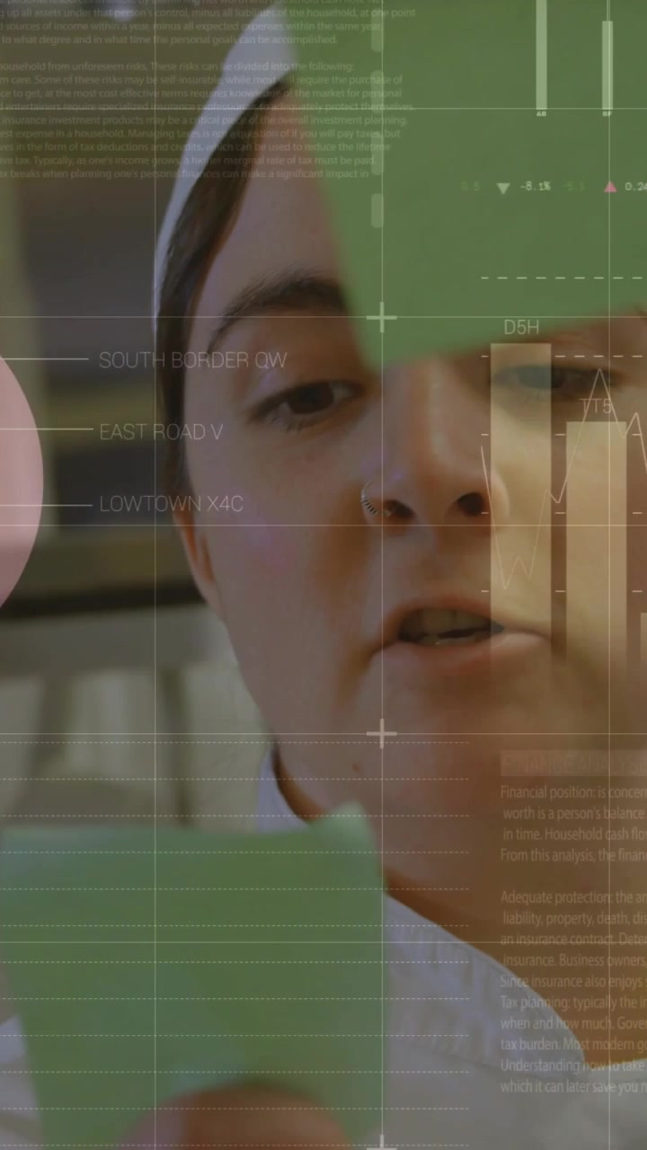 Vertical video: Chef inspecting green card in kitchen, HUD overlay sliding and updating percentages
