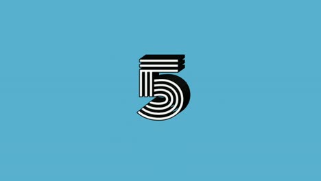 3D number countdown animation from ten to zero on blue background