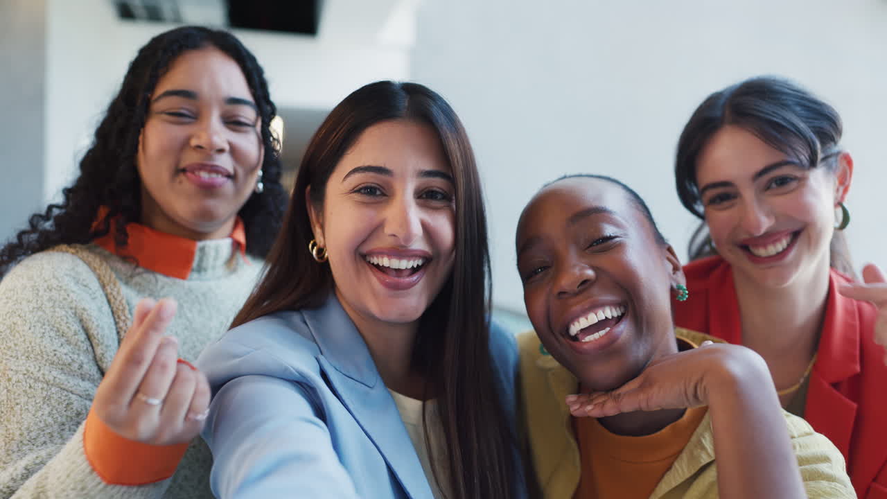 Happy Diverse Friends Taking a Selfie Together