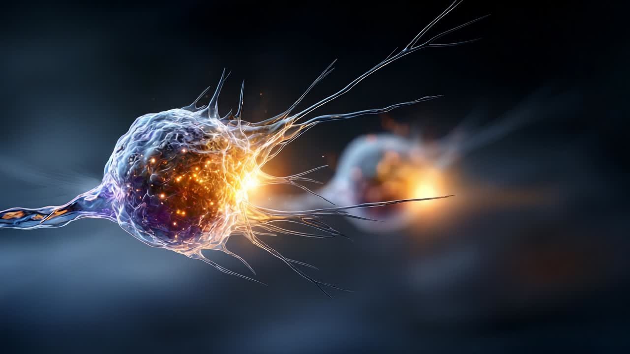 An intricate visual representation of neural connections illustrates the dynamic communication between neurons, showcasing the beauty of synaptic activity as they transmit impulses through electrical signals