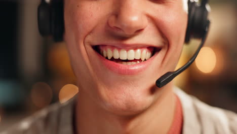 man smiling wearing headset
