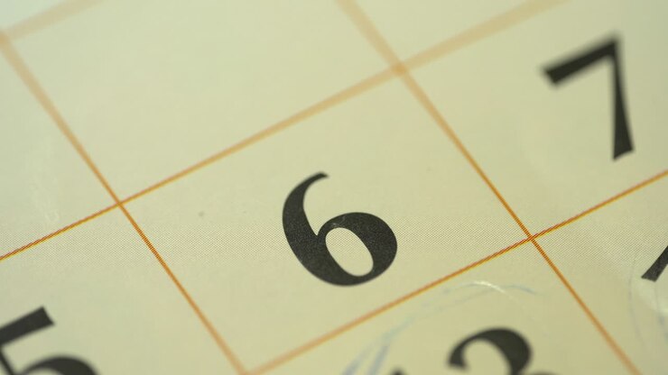 Calendar 6. The sixth day of the month
