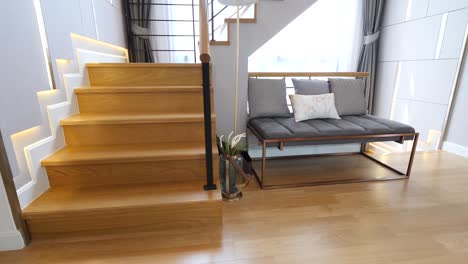 modern and well polished wooden staircase