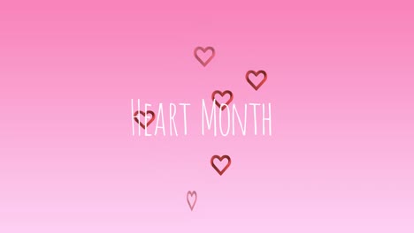 Animation-of-heart-month-text-over-hearts-on-pink-background