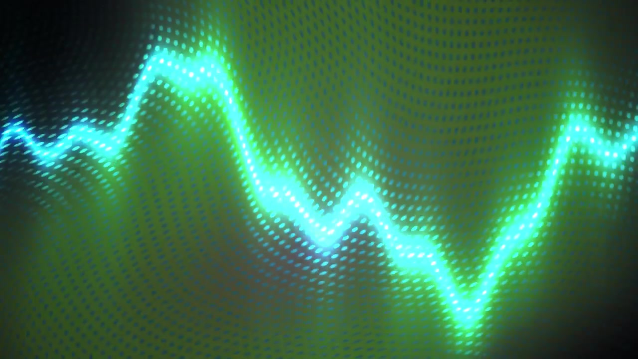 Abstract Digital Waveform Animation with Glowing Blue and Green Light