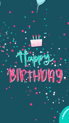 gráfico de movimiento de letras de feliz cumpleaños con pastel