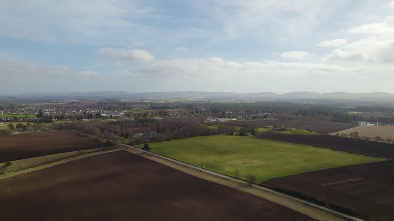 Ploughed fields in Spring in Blairgowrie and Rattray, Perthshire, Scotland