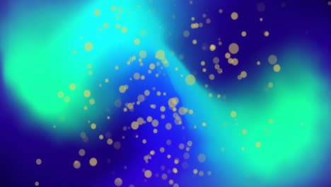 animation of yellow light spots over green shapes on blue background