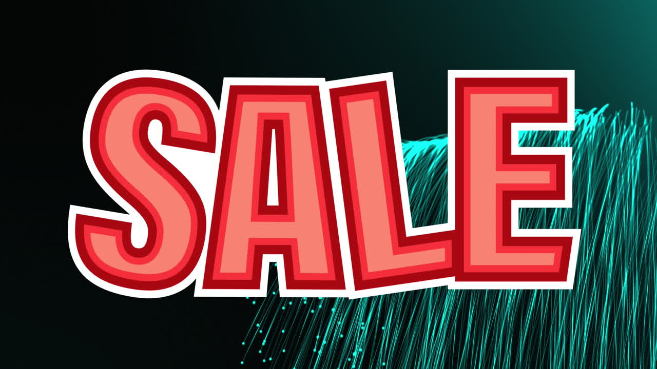 animación de venta sobre fuegos artificiales sobre fondo negro