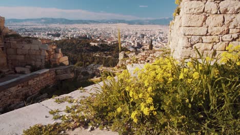 view of athens on a summer day from the ruins of the parthenon