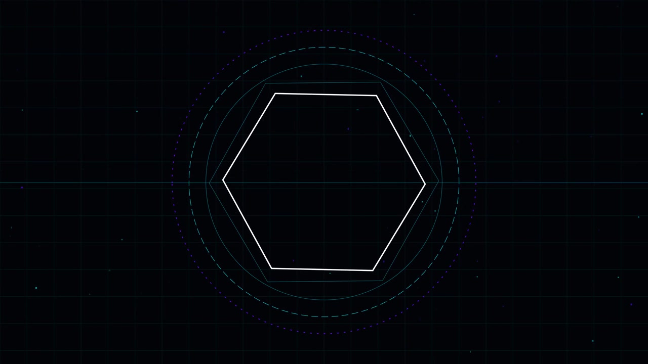 Abstract Geometric Hexagon Animation on Dark Grid Background