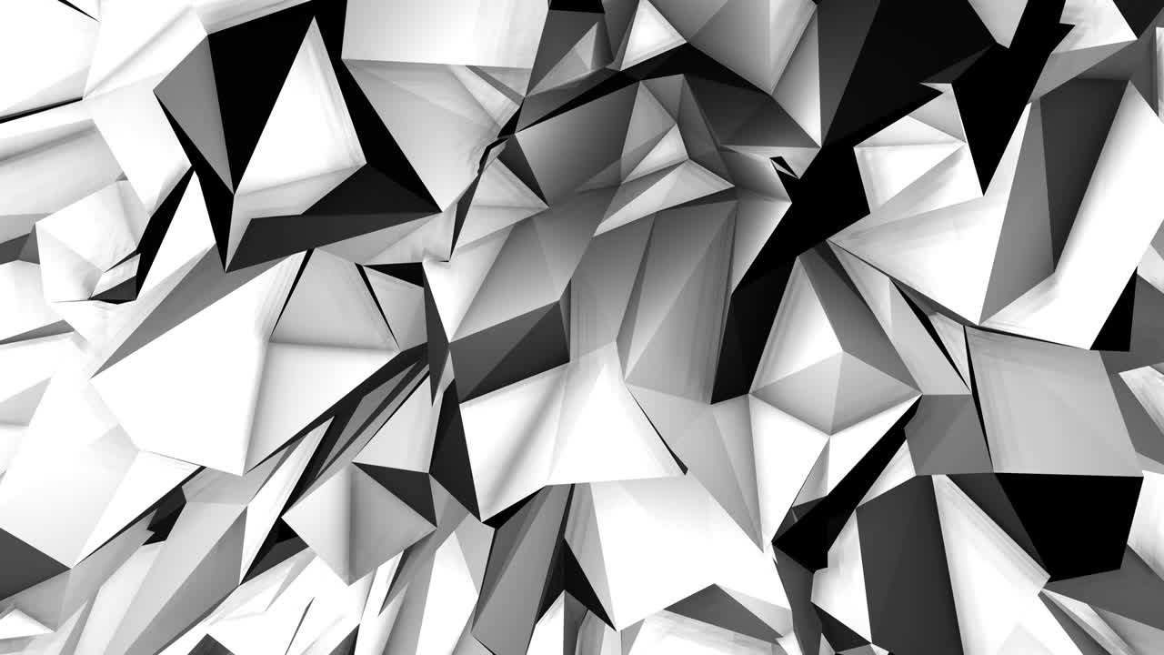 Looped White Low Poly Triangular Background