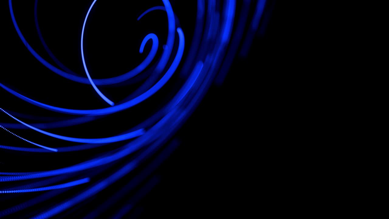 diseño de movimiento bg de partículas de flujo que dan forma a líneas, hélices y estructuras abstractas. líneas azules girando en espiral vuelan a lo largo de la trayectoria giratoria. 3d render elegante fondo abstracto creativo en 4k.