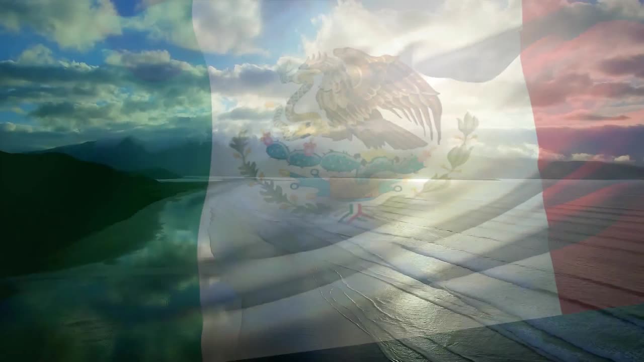 Composizione digitale della bandiera dell'Ecuador che sventola su vista aerea delle onde del mare.