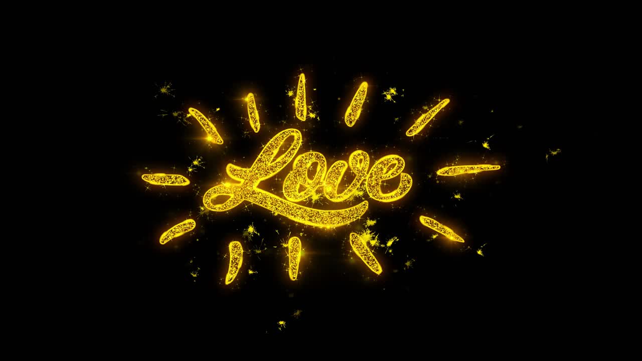 Golden Love Text with Sunburst Effect
