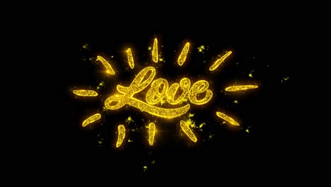 golden love text with sunburst effect