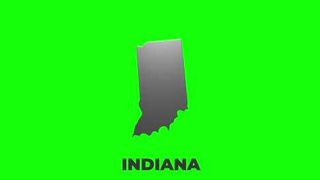 estado de indiana de los estados unidos de américa. marcador de ubicación de plata 3d animado en el mapa. fácil de usar con el modo de transparencia de pantalla en su video.