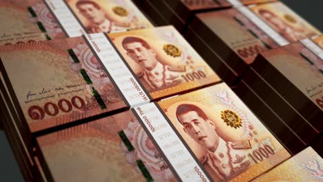 billetes de dinero de baht tailandés envueltos en un bucle sin costuras