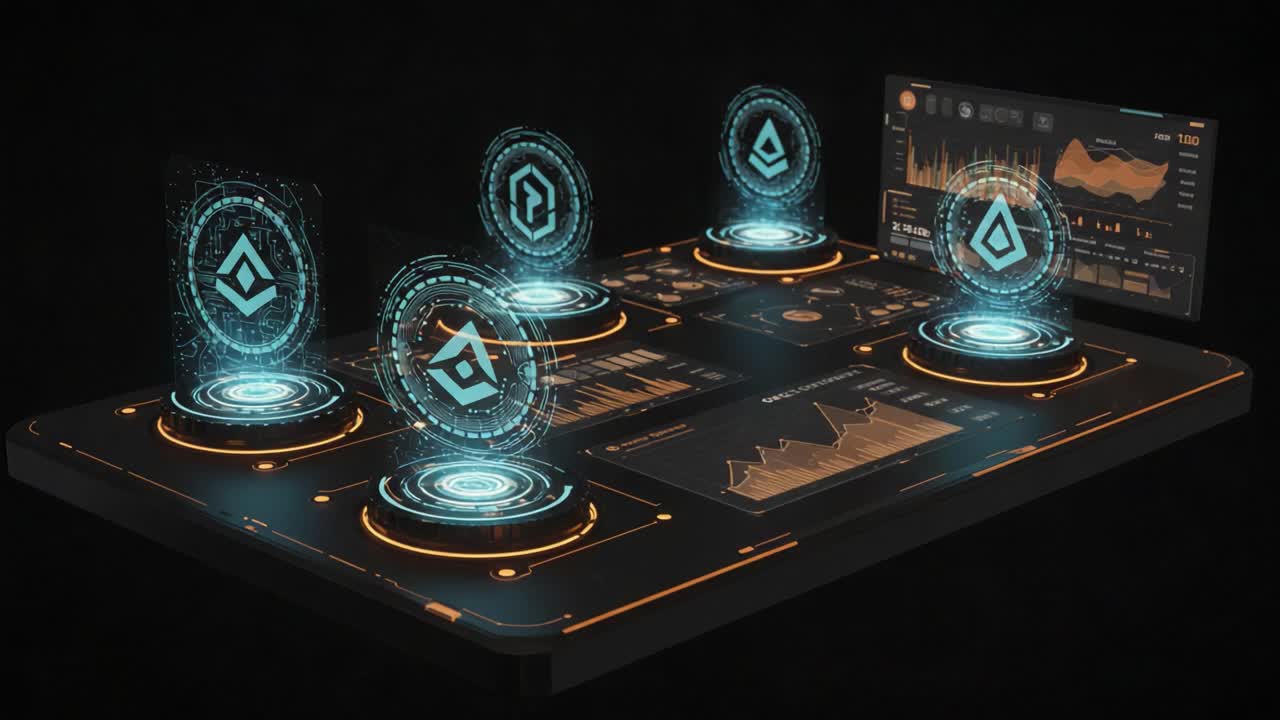 Futuristic Digital Interface Displaying Interactive Holographic Elements with Data Visualization and Graphics for Enhanced User Experience and Insights