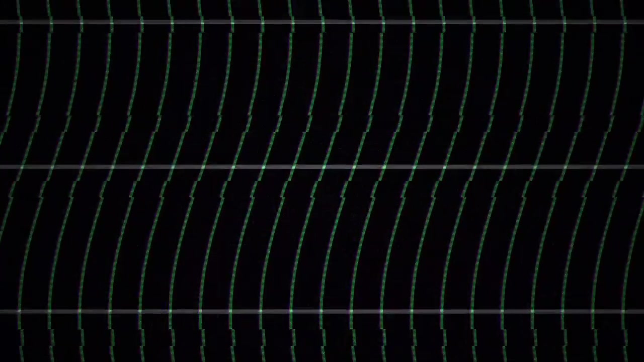 Digital Glitch Effect with Distorted Green Lines on Black Background