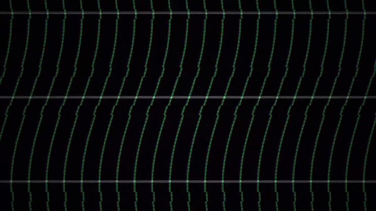Digital Glitch Effect with Distorted Green Lines on Black Background