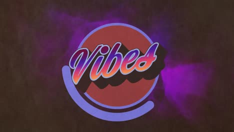 animación de banderas de texto de vibraciones sobre ondas digitales púrpuras contra un fondo negro