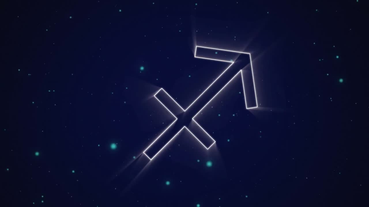 보라색에 있는 궁수자리 조디악 표지