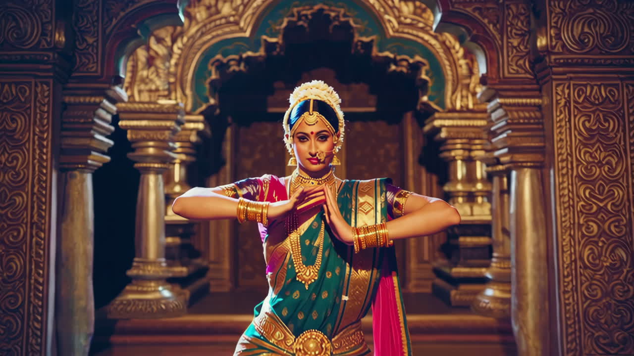 Captivating Indian Classical Dancer in Traditional Attire and Close-up Portraits