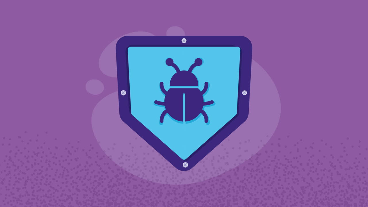 shield with bug cyber security animation
