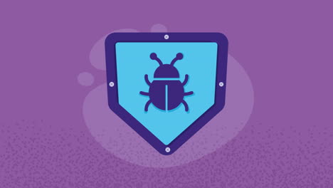 shield with bug cyber security animation