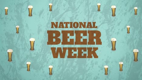 national beer week text banner against multiple beer glasses icons on blue background