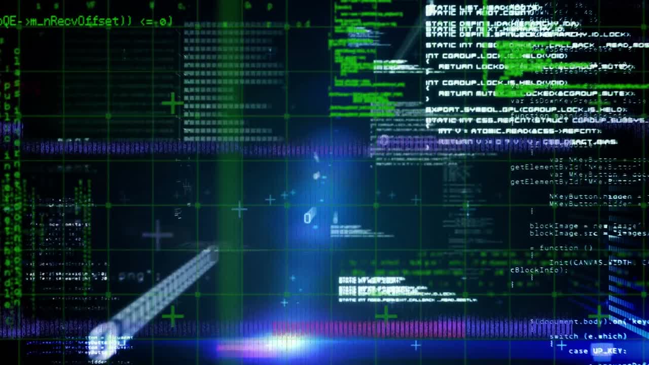 Animation of interference over data processing on black background